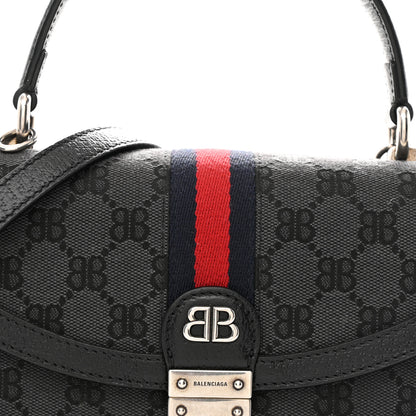Gucci X BALENCIAGA BB Supreme Monogram Web Small Top Handle Bag Black 9 of 11