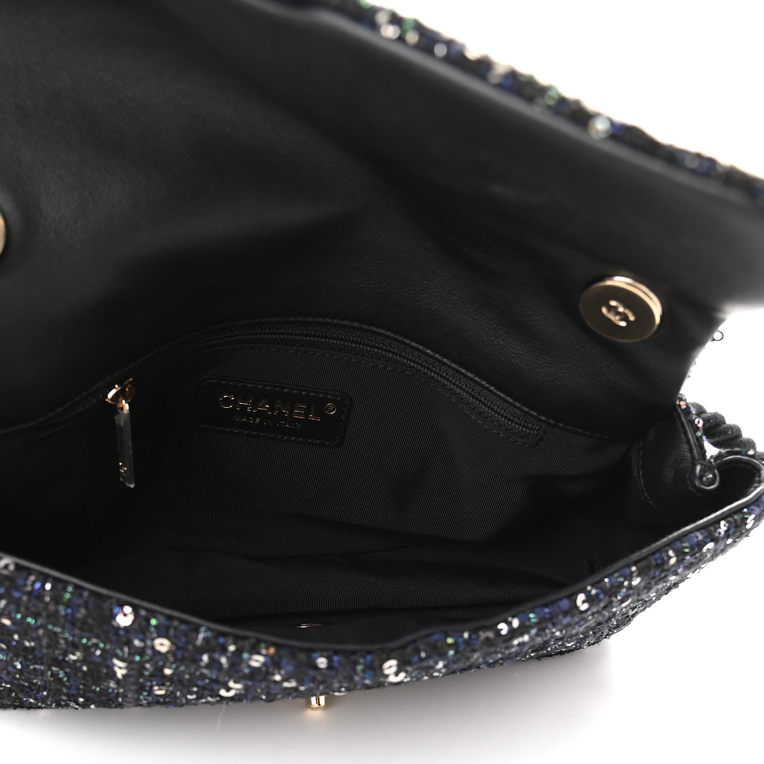 Chanel Tweed Medium Pearl Handle Flap Black Ecru 5 of 9