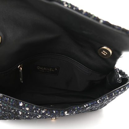Chanel Tweed Medium Pearl Handle Flap Black Ecru 5 of 9