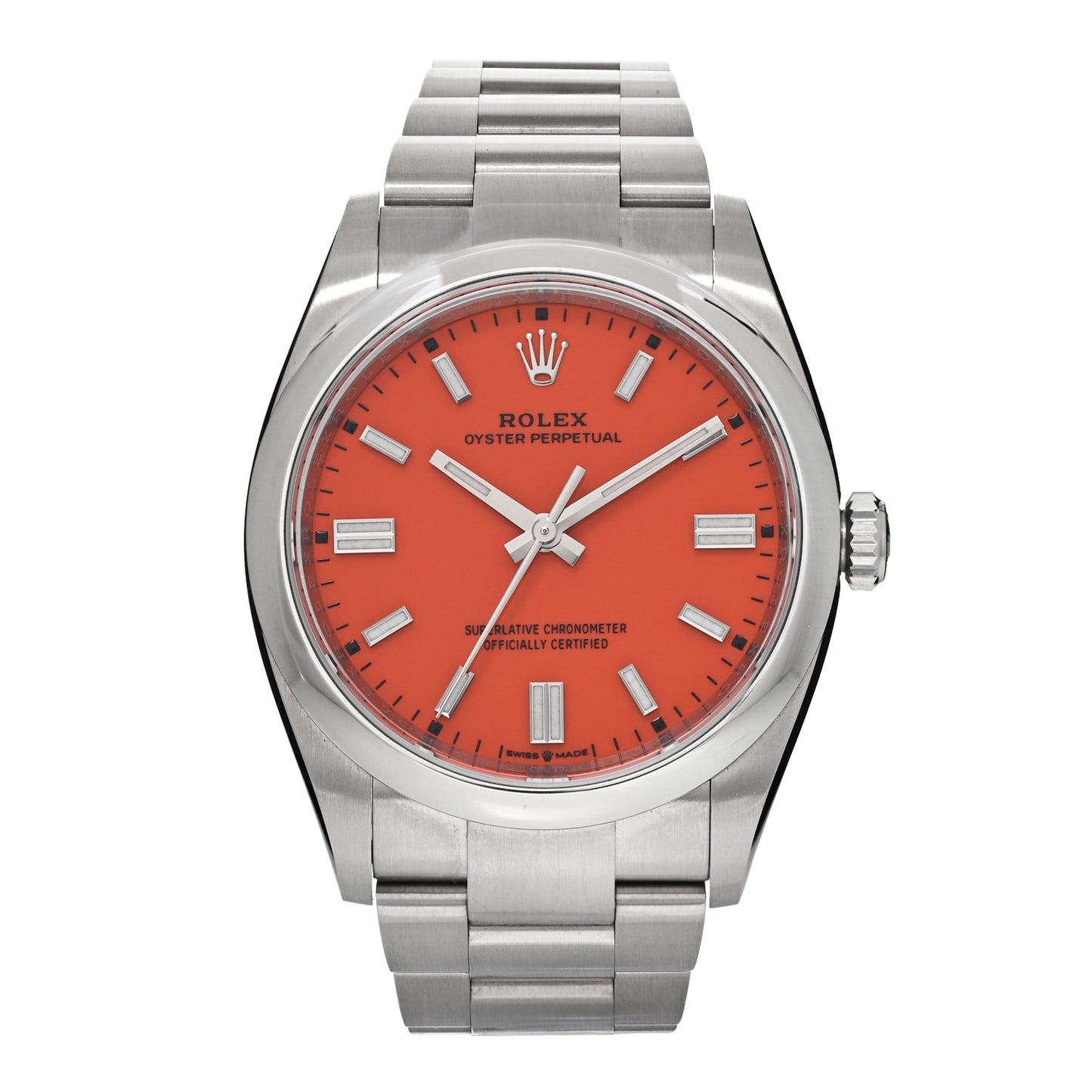 Stainless Steel 36mm Oyster Perpetual Watch Coral Red 126000