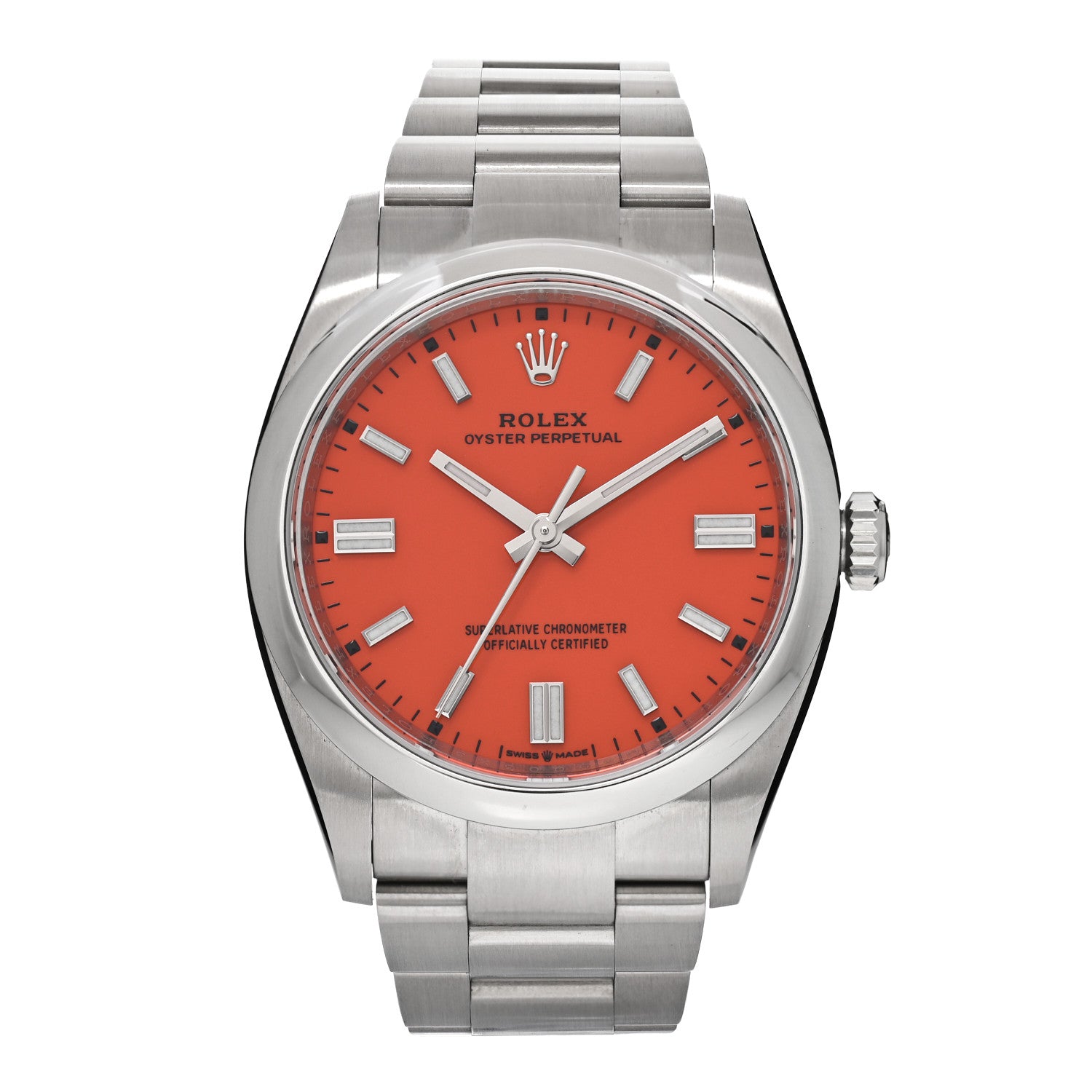 Rolex Stainless Steel 36mm Oyster Perpetual Watch Coral Red 126000 1 of 4