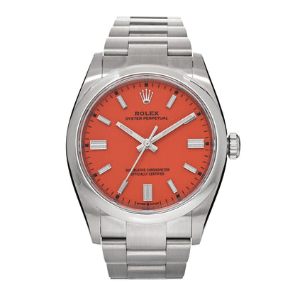 Rolex Stainless Steel 36mm Oyster Perpetual Watch Coral Red 126000 1 of 4