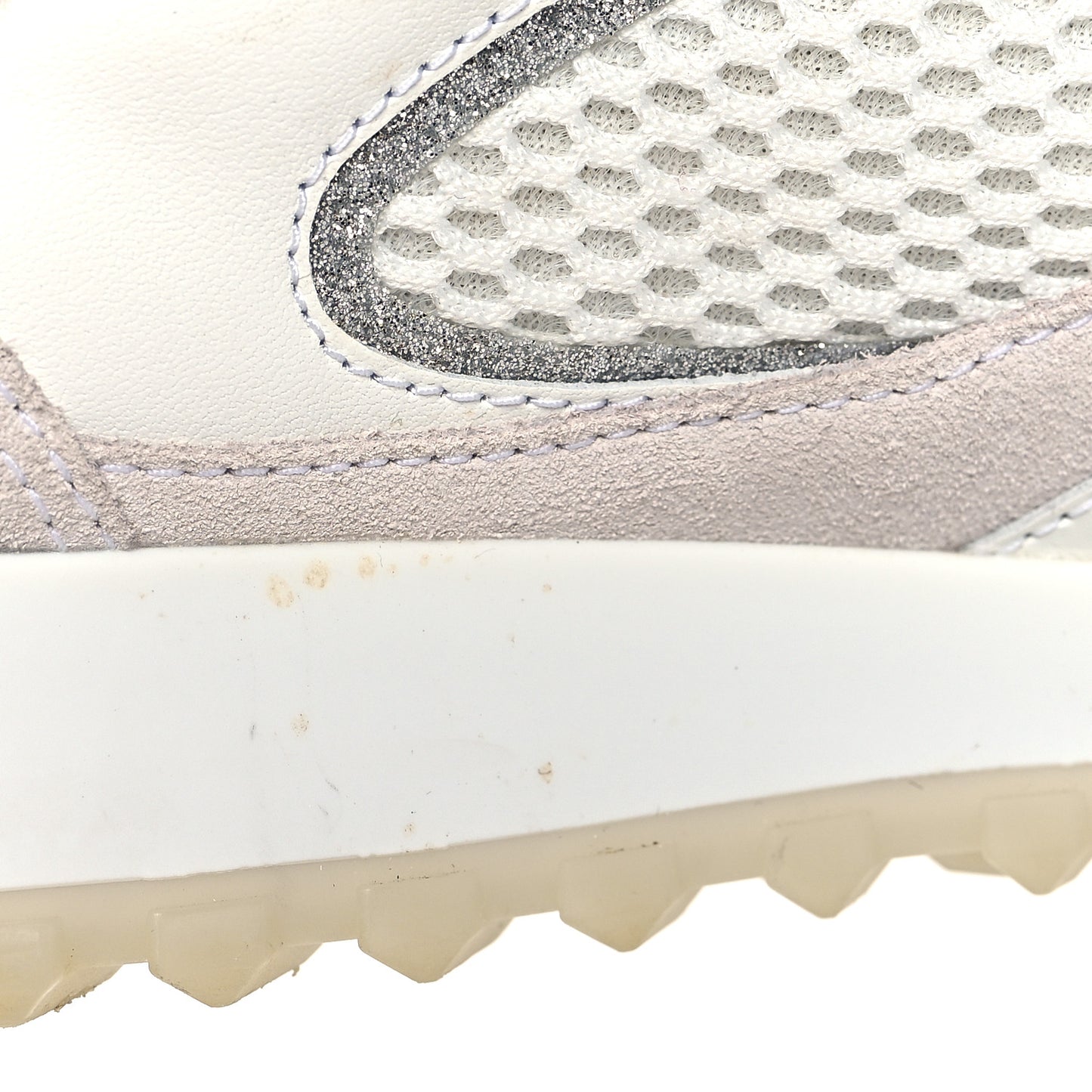 Mesh Suede Calfskin Java Sneakers 36.5 White