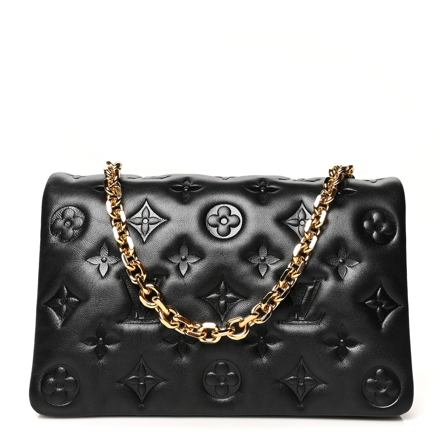 Lambskin Embossed Monogram Pochette Coussin Black