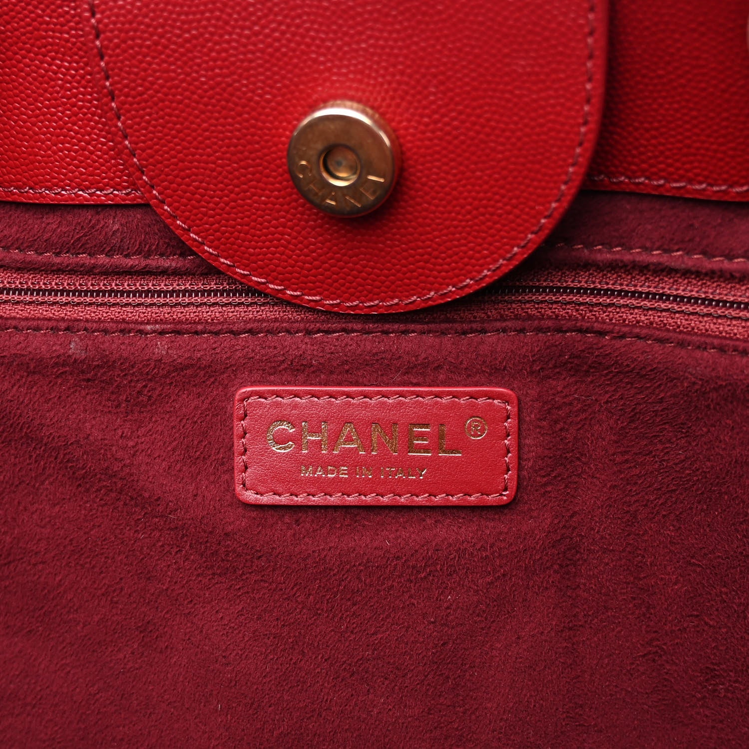 Chanel Caviar Small Studded Deauville Tote Red 6 of 11