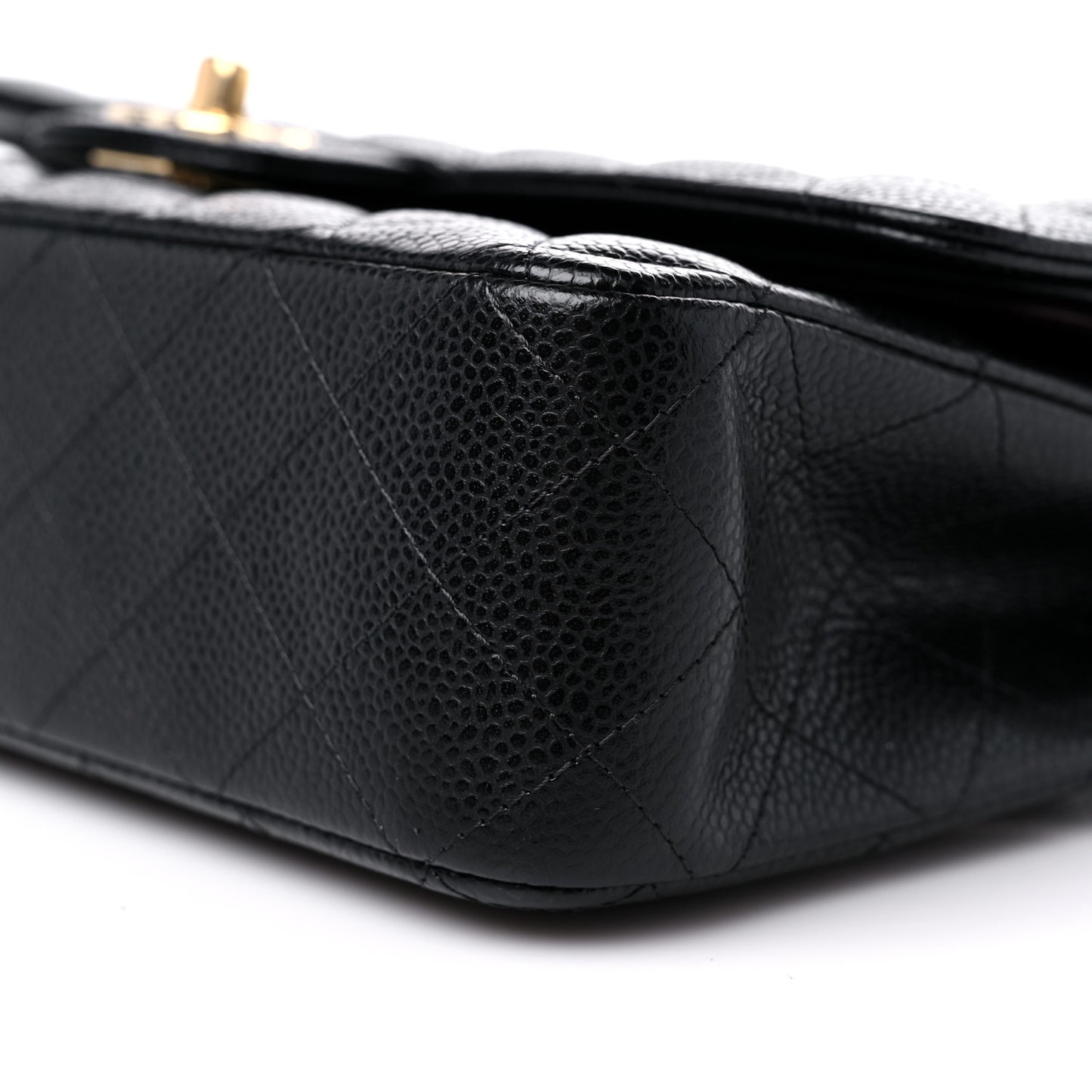 Caviar Quilted Medium Double Flap Black