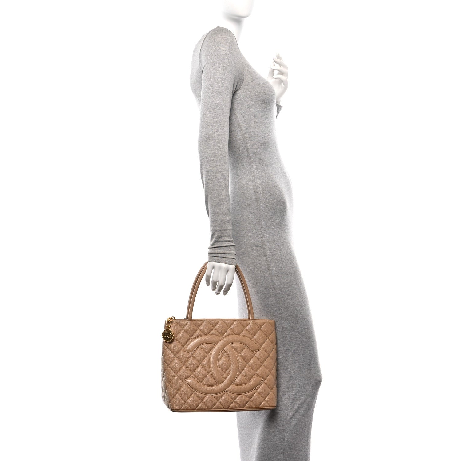 Chanel Caviar Quilted Medallion Tote Beige 2 of 10
