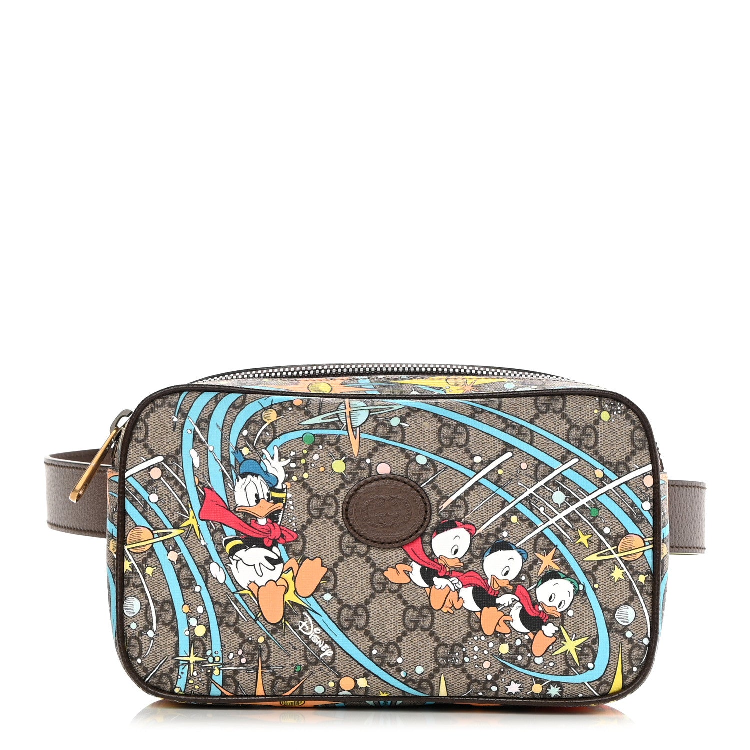 Gucci X DISNEY GG Supreme Monogram Donald Duck Small Interlocking G Belt Bag 90 36 Beige Multicolor New Acero 1 of 11