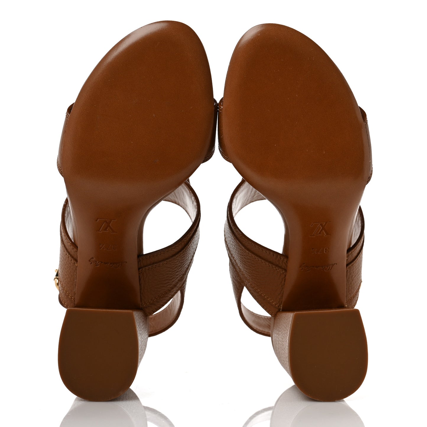 Grained Calfskin Horizon Sandals 37.5 Cognac Brown