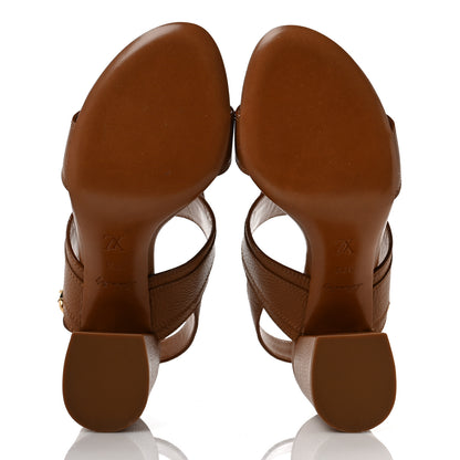 Louis Vuitton Grained Calfskin Horizon Sandals 37.5 Cognac Brown 5 of 8