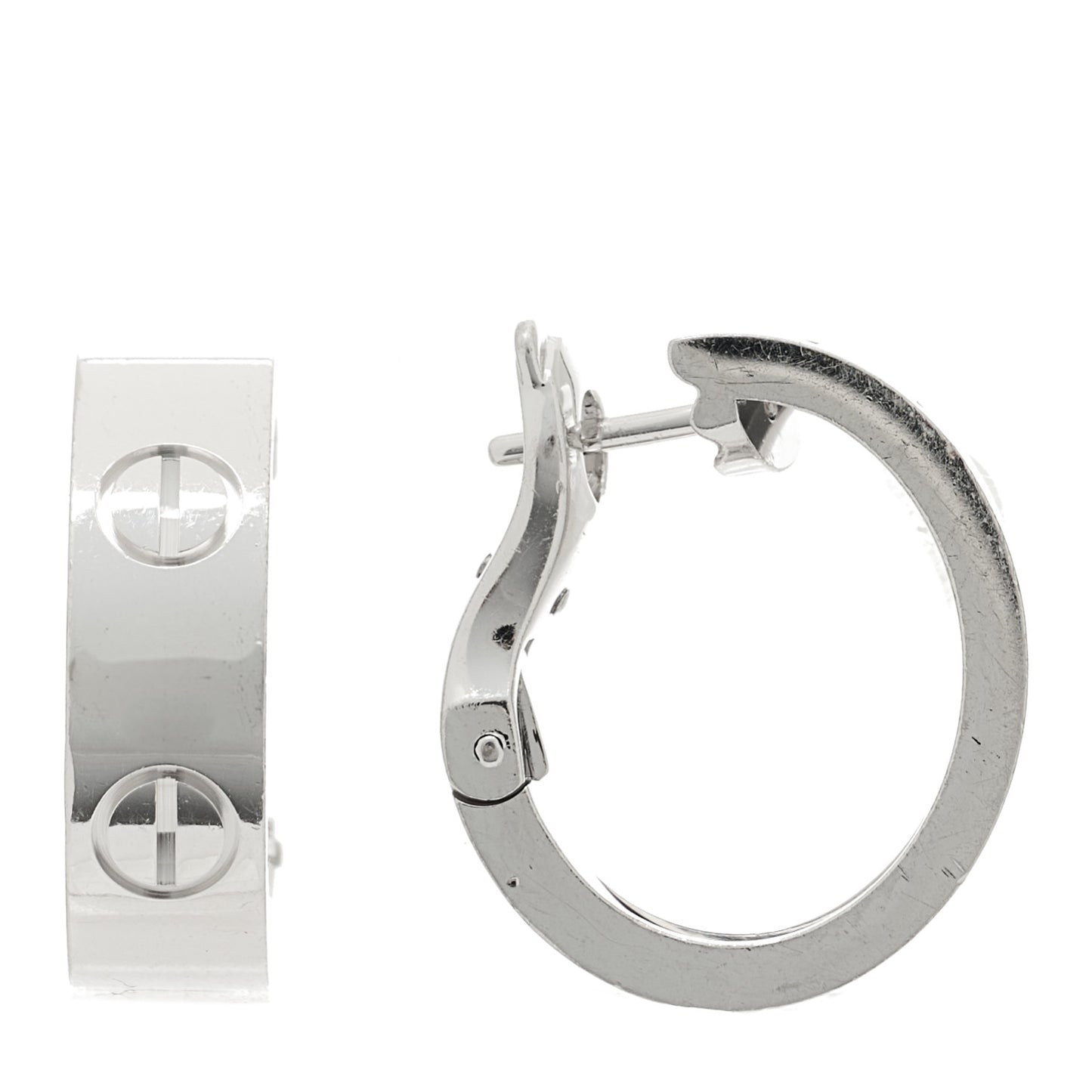 18K White Gold 5.5mm LOVE French Clip Hoop Earrings