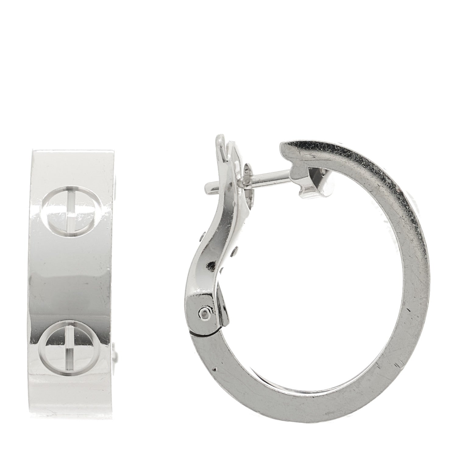 Cartier 18K White Gold 5.5mm LOVE French Clip Hoop Earrings 1 of 4