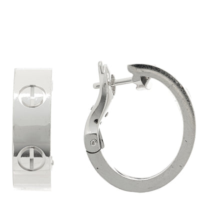 Cartier 18K White Gold 5.5mm LOVE French Clip Hoop Earrings 1 of 4