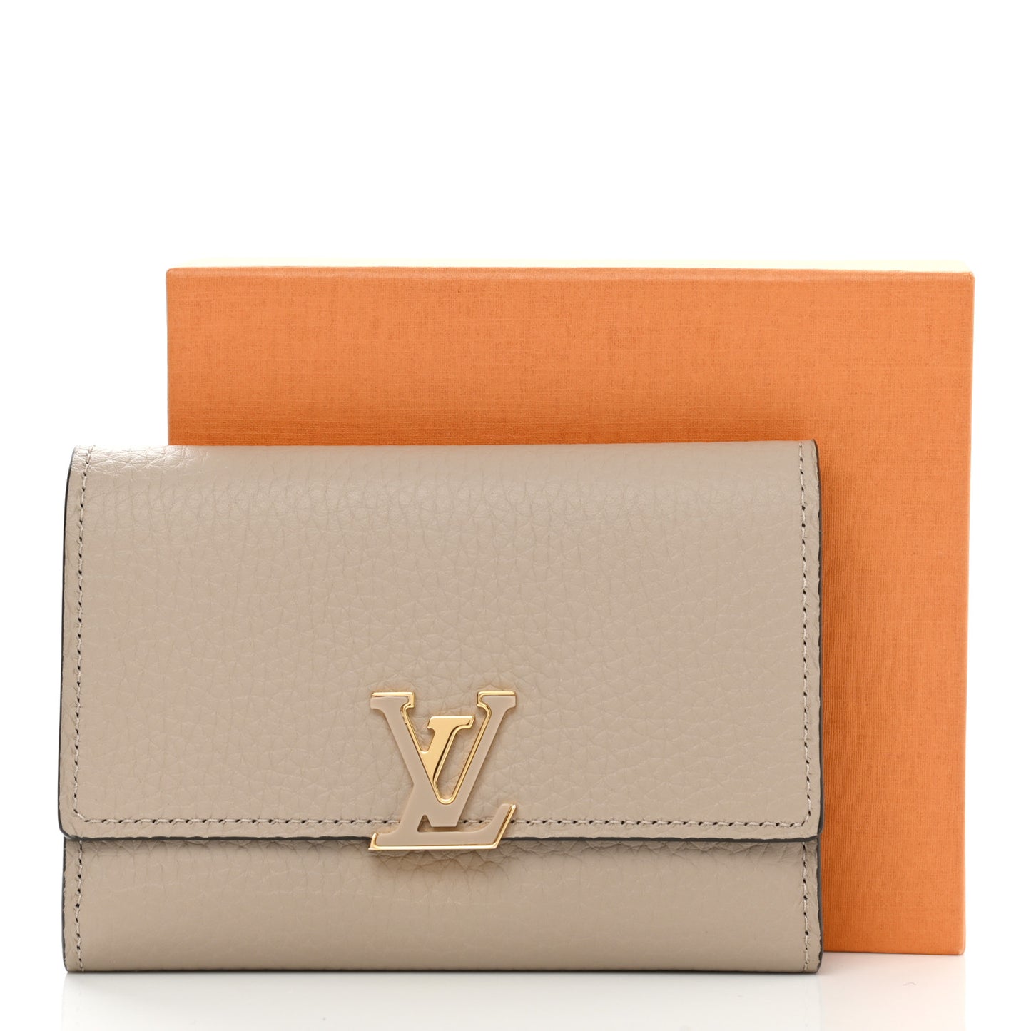 Taurillon Capucines Compact Wallet Galet