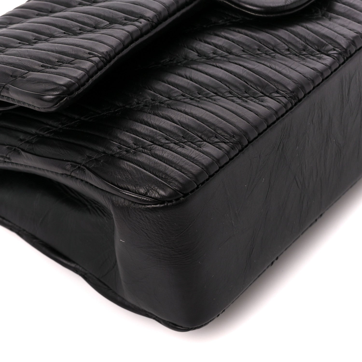 Chanel Calfskin Coco Pleats Medium Double Flap Black 10 of 12