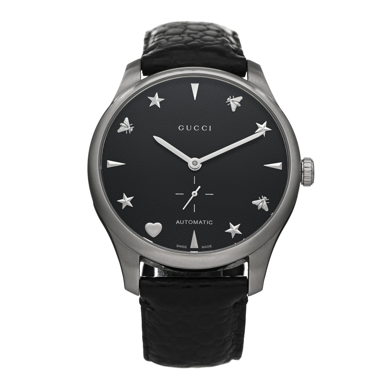 Gucci Stainless Steel Calfskin 40mm G-Timeless Charm Automatic Watch Black 1 of 4