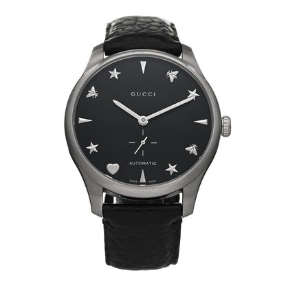 Gucci Stainless Steel Calfskin 40mm G-Timeless Charm Automatic Watch Black 1 of 4