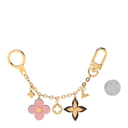 Louis Vuitton Brass Monogram Blooming Flowers Bag Charm Key Holder Rose Ballerine 2 of 5