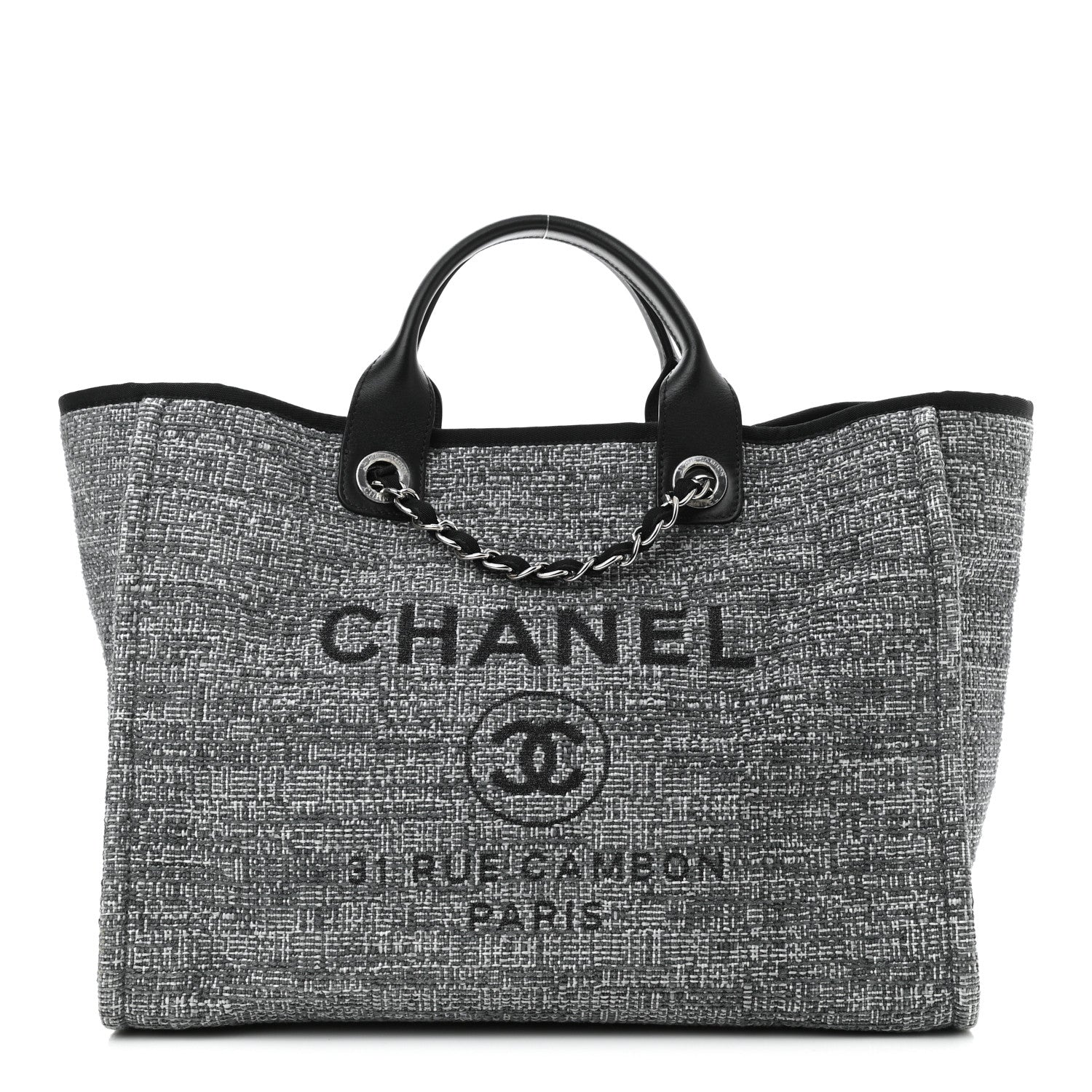 Chanel Canvas Medium Deauville Tote Charcoal 1 of 11