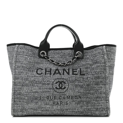 Chanel Canvas Medium Deauville Tote Charcoal 1 of 11