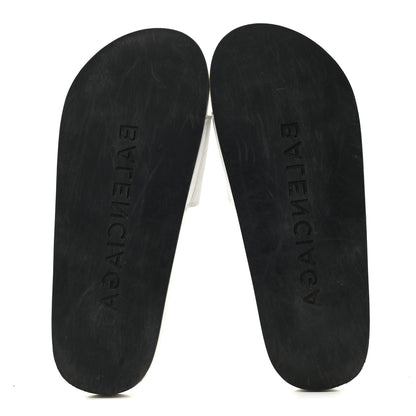 Balenciaga Nappa Logo Womens Pool Slide Sandals 41 White Black 5 of 11