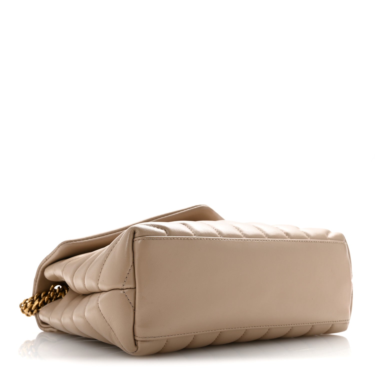 Saint Laurent Calfskin Y Quilted Monogram Small Loulou Chain Satchel Dark Beige 4 of 15