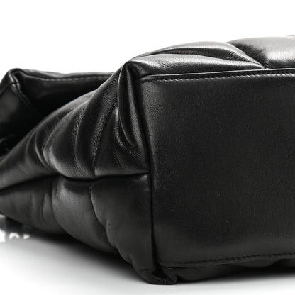 Saint Laurent Lambskin Quilted Medium Loulou Puffer Monogram Chain Satchel Black 10 of 11