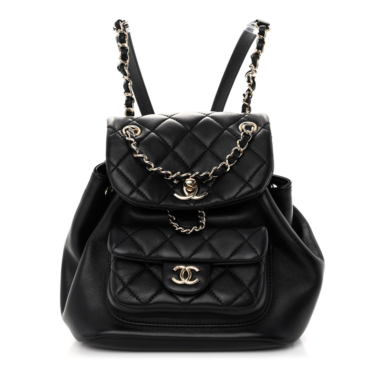 Chanel Lambskin Quilted Small Duma Drawstring Backpack Black 1 of 10