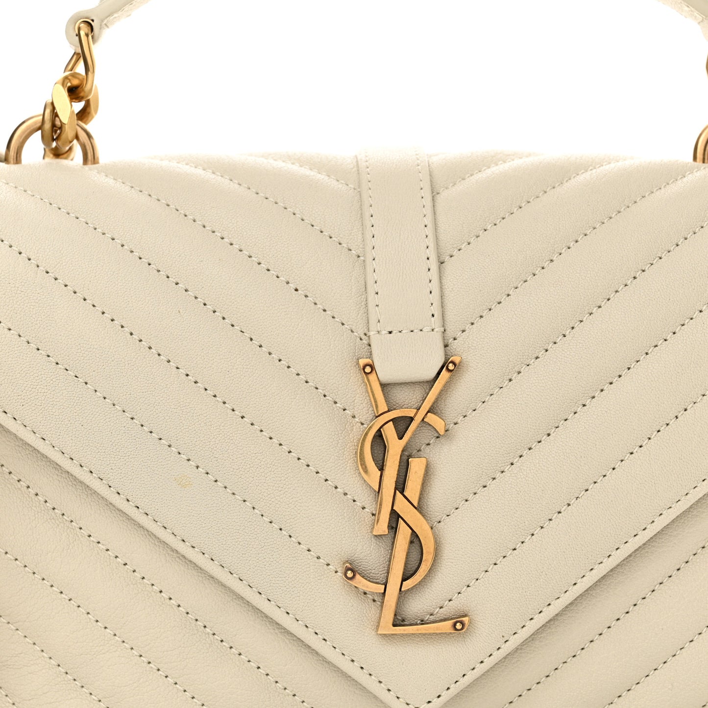 Sheepskin Matelasse Chevron Monogram Medium College Bag Crema Soft