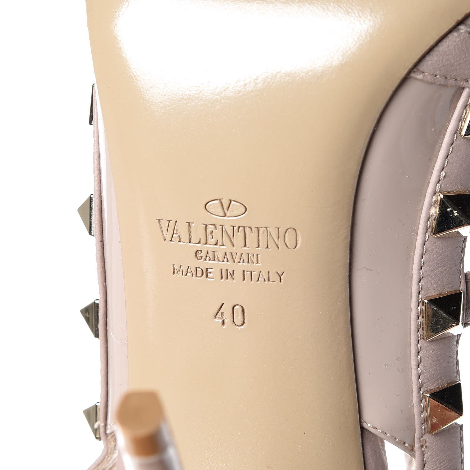 Valentino Garavani Patent Rockstud Ankle Strap Pumps 40 Poudre 6 of 7