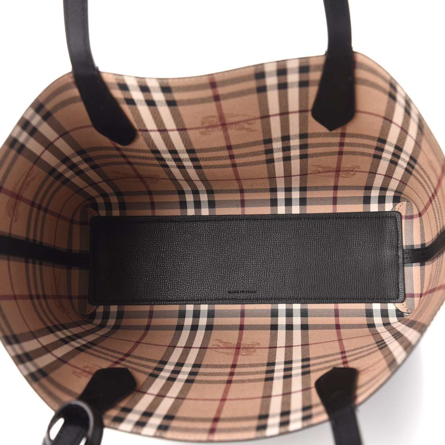 Burberry Grainy Calfskin Haymarket Check Small Reversible Tote Black 5 of 16