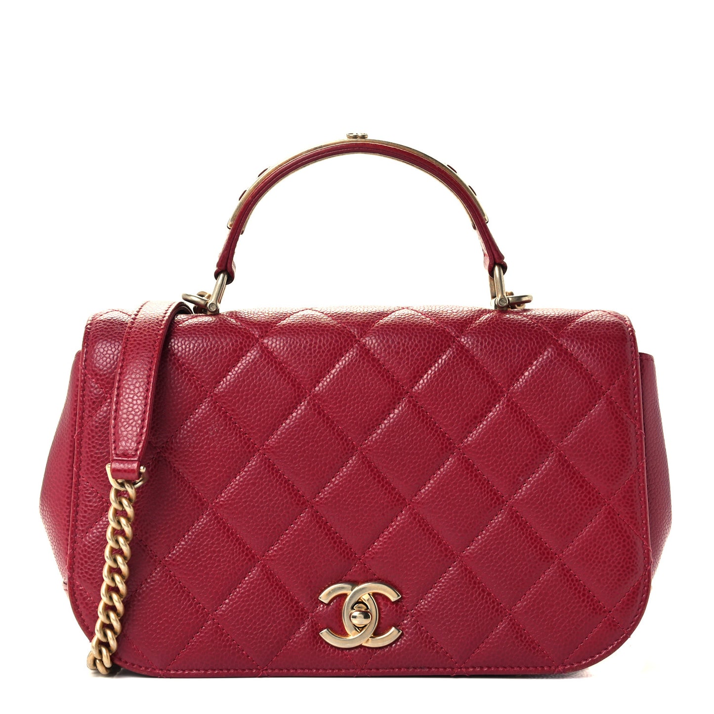 Caviar Quilted Carry Around Flap Bag Red