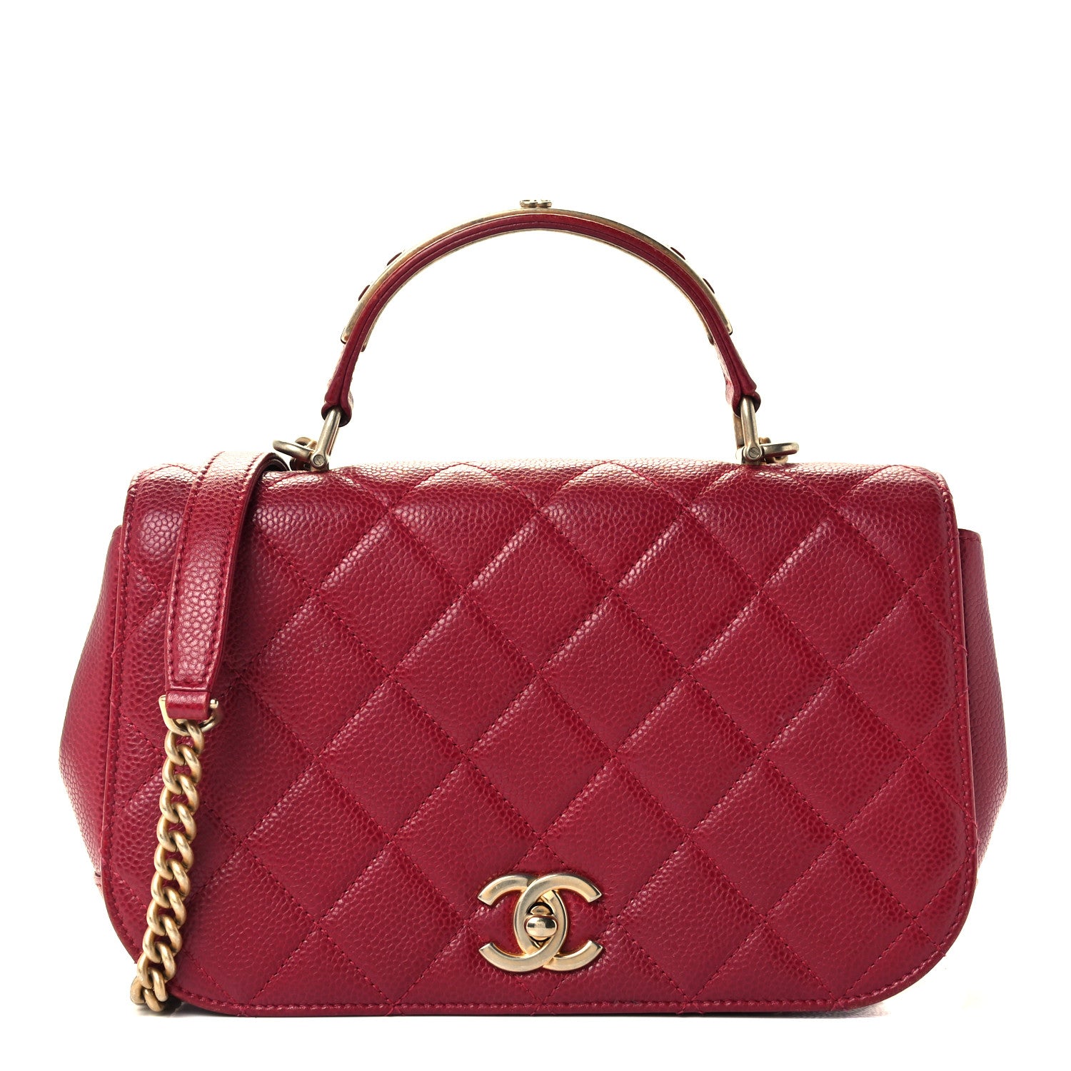 Chanel Caviar Quilted Carry Around Flap Bag Red 1 of 12