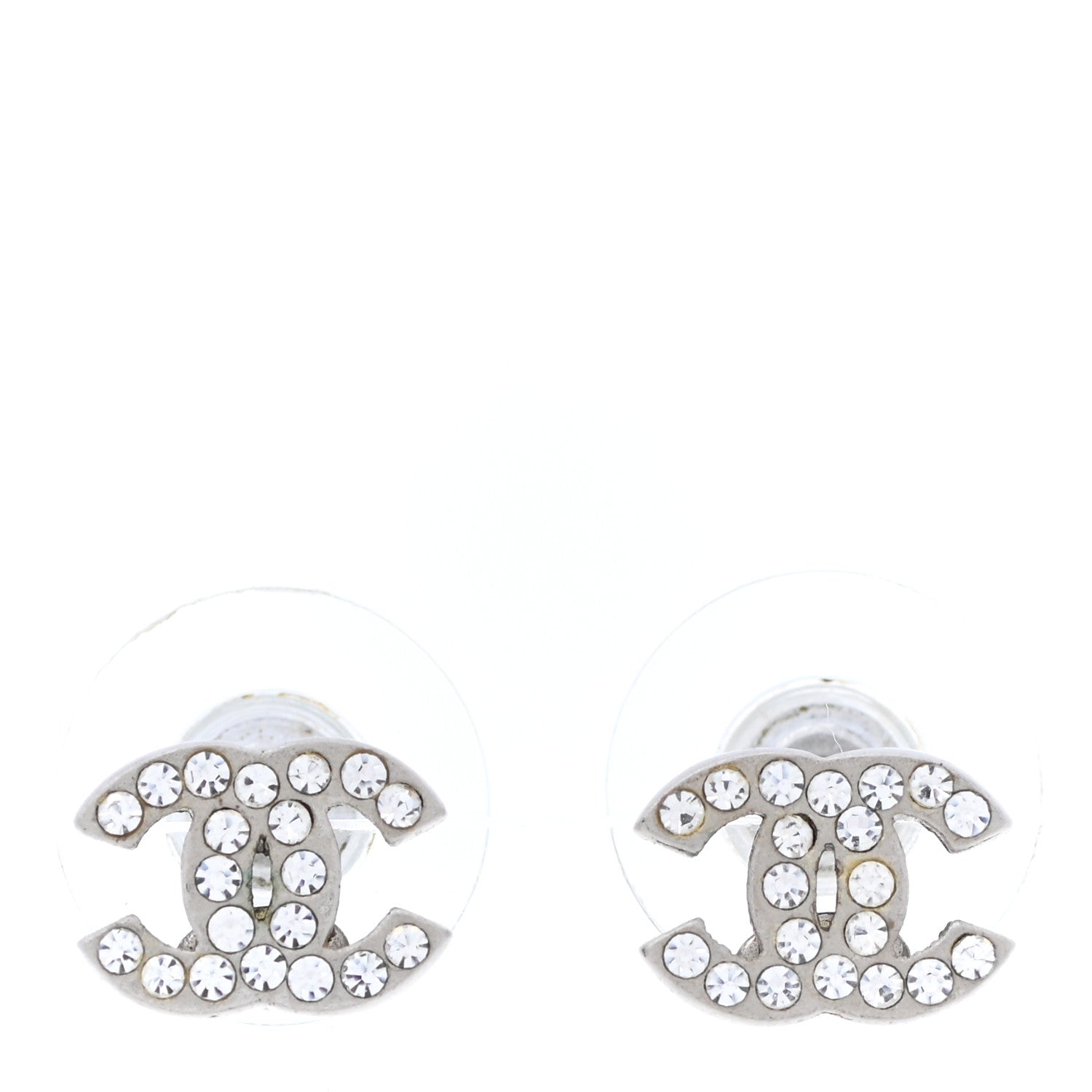 Chanel Crystal CC Earrings Silver 1 of 5