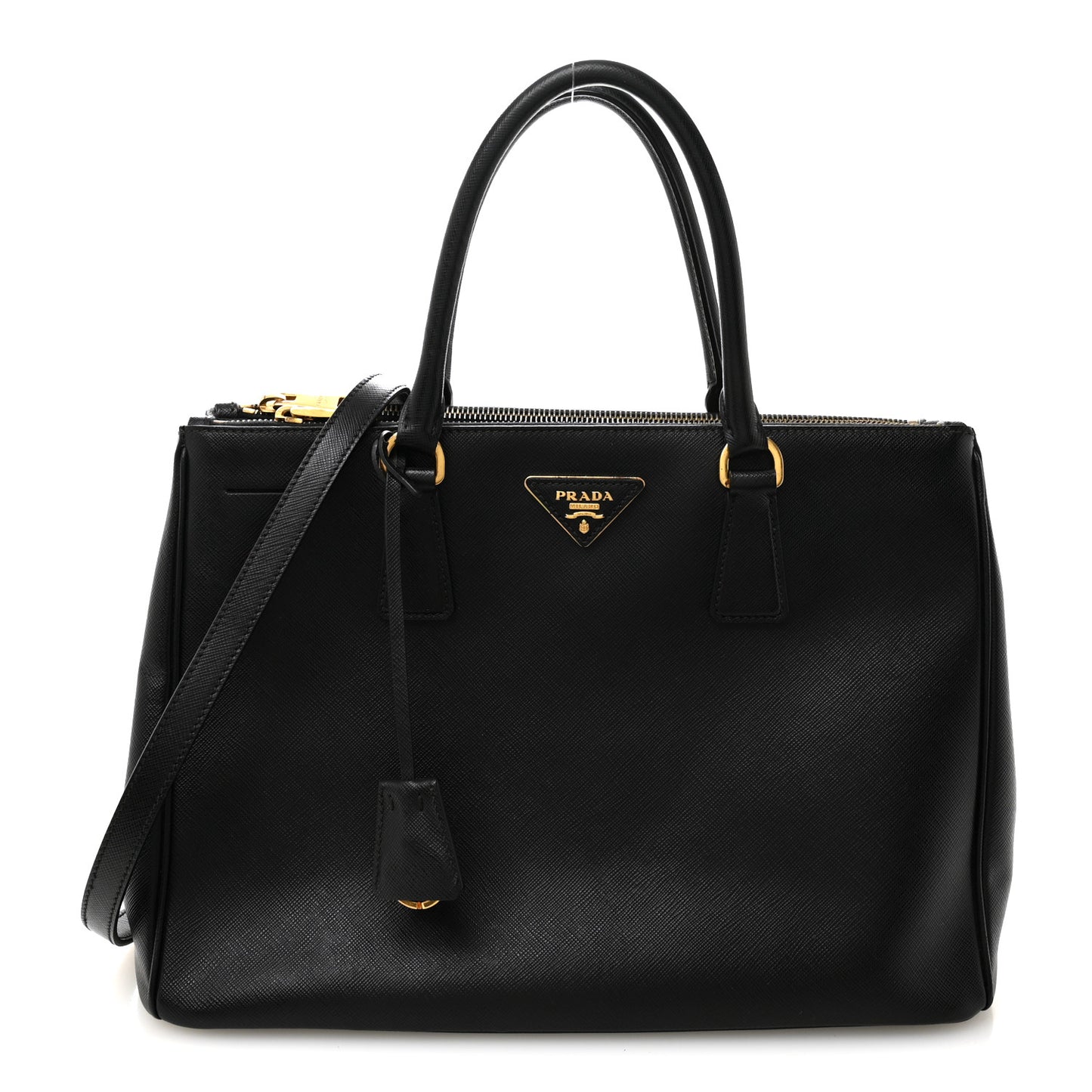 Saffiano Medium Galleria Double Zip Tote Black