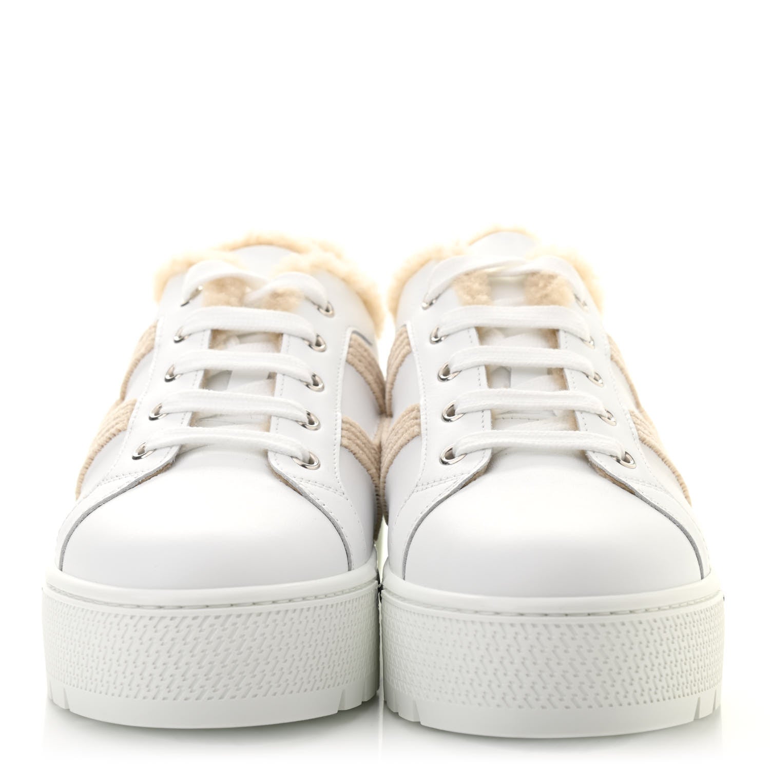 Hermes Calfskin Woolskin Dare Sneakers 39 White Ecru 2 of 6