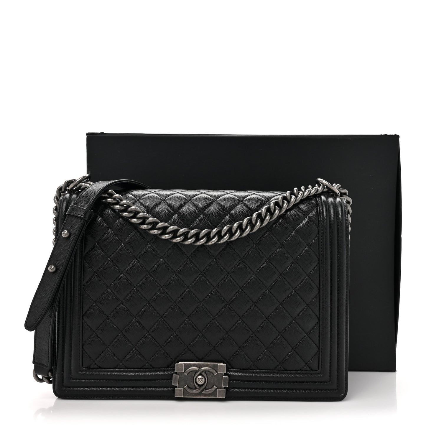 Caviar Quilted Large Boy Flap Black