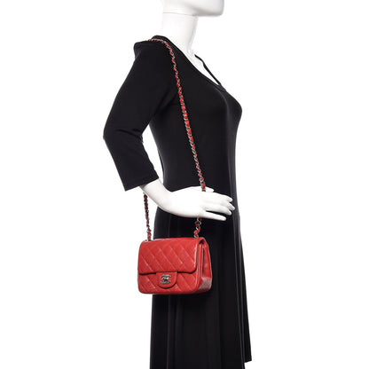Chanel Caviar Quilted Mini Square Flap Red 2 of 12