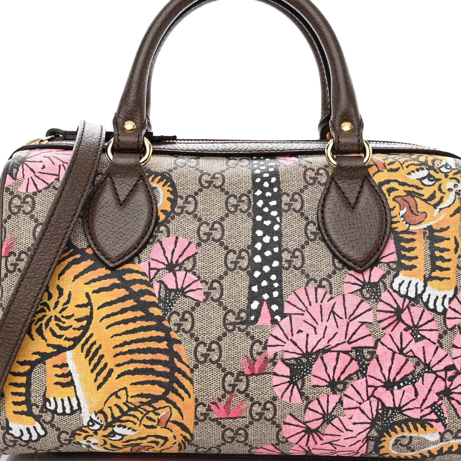 Gucci GG Supreme Monogram Bengal Small Boston Beige Pink 7 of 9