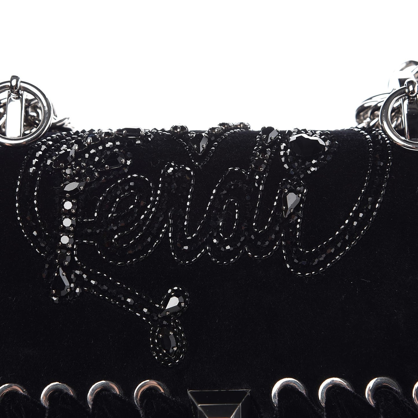 Velvet Vitello Liberty Crystal Logo Lace Up Small Kan I Shoulder Bag Black