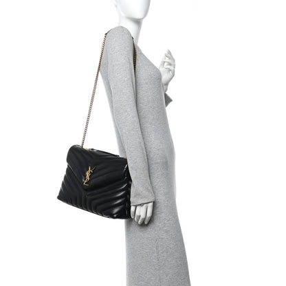 Saint Laurent Calfskin Y Quilted Monogram Medium Loulou Chain Satchel Black 2 of 15