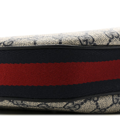 Gucci GG Supreme Monogram Textured Calfskin Web Large Attache Shoulder Bag Beige Blue 9 of 10
