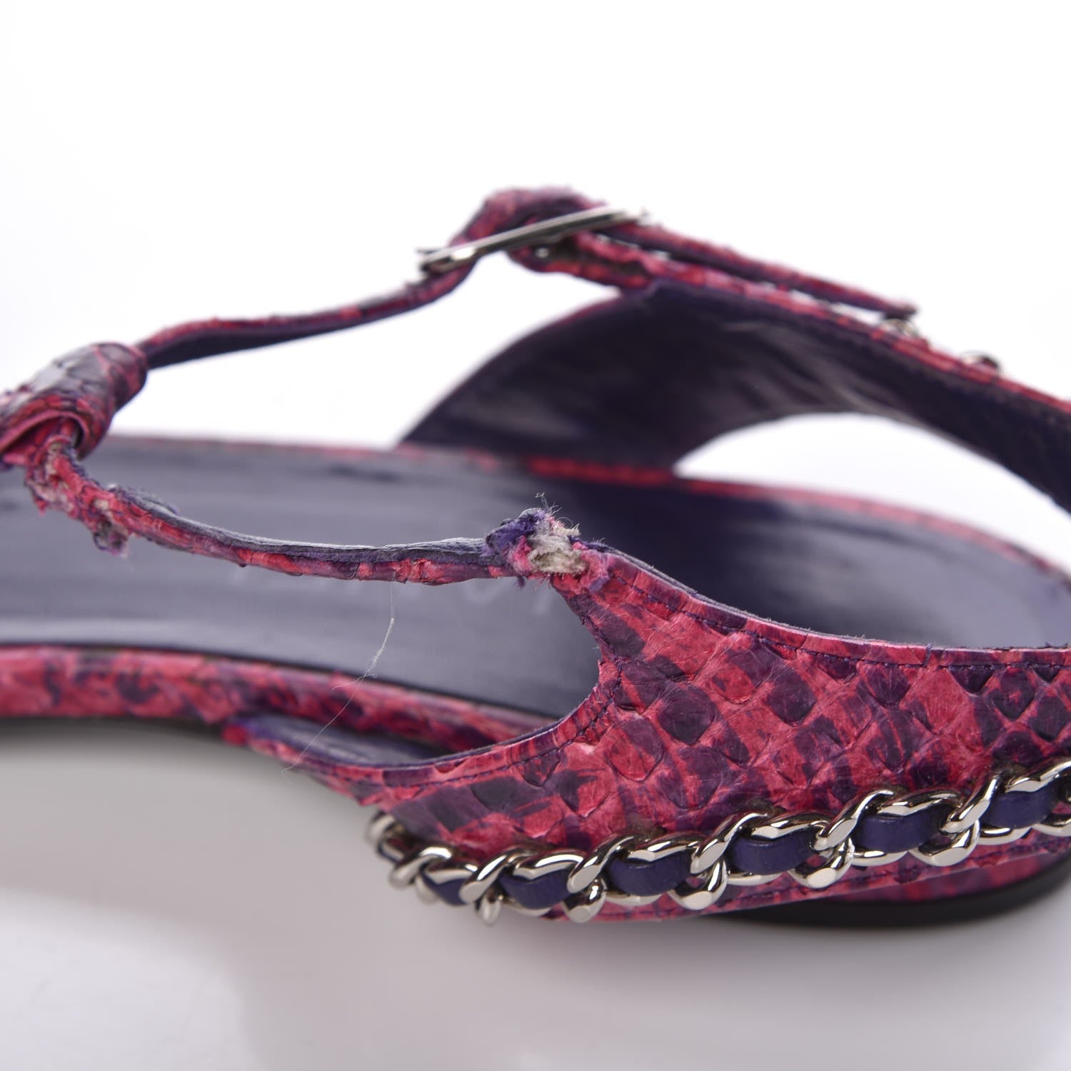 Chanel Shiny Python CC Chain Thong Sandals 41 Dark Pink 10 of 19