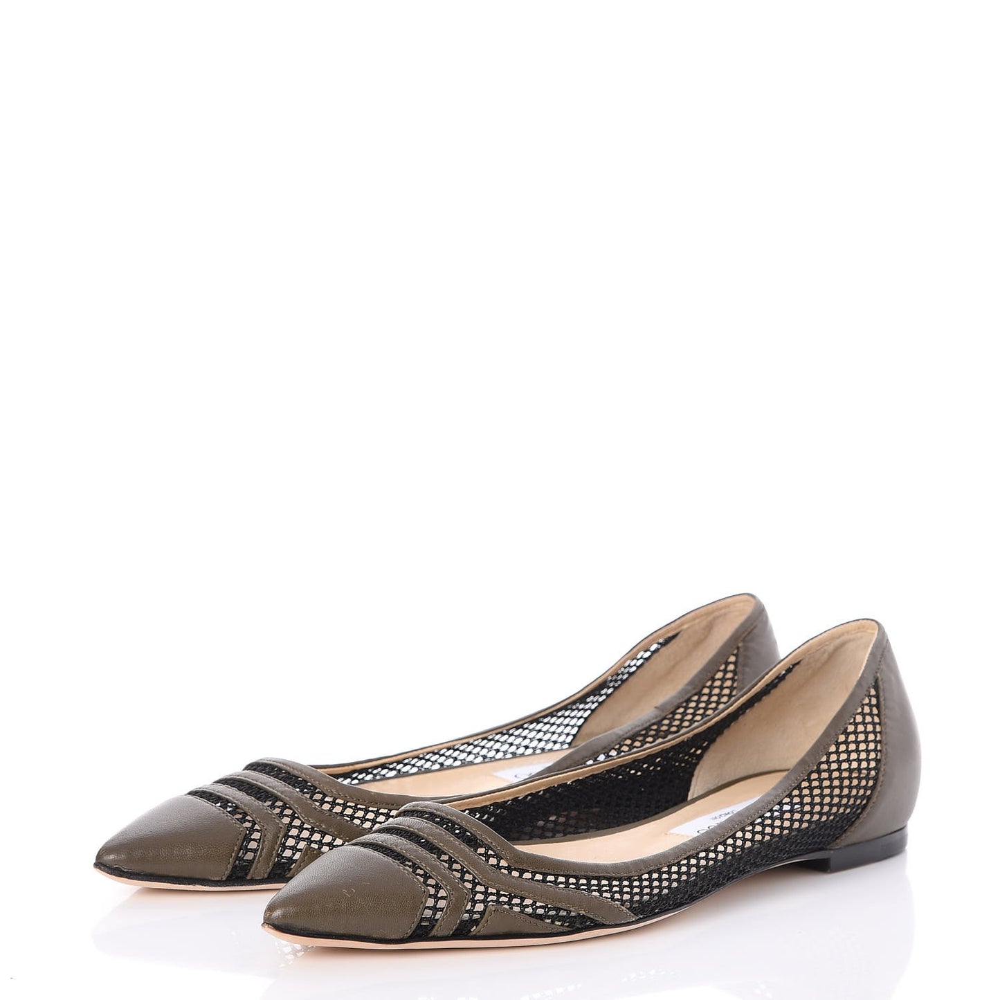 Nappa Mesh Hettie Pointed Flats 39.5 Moss