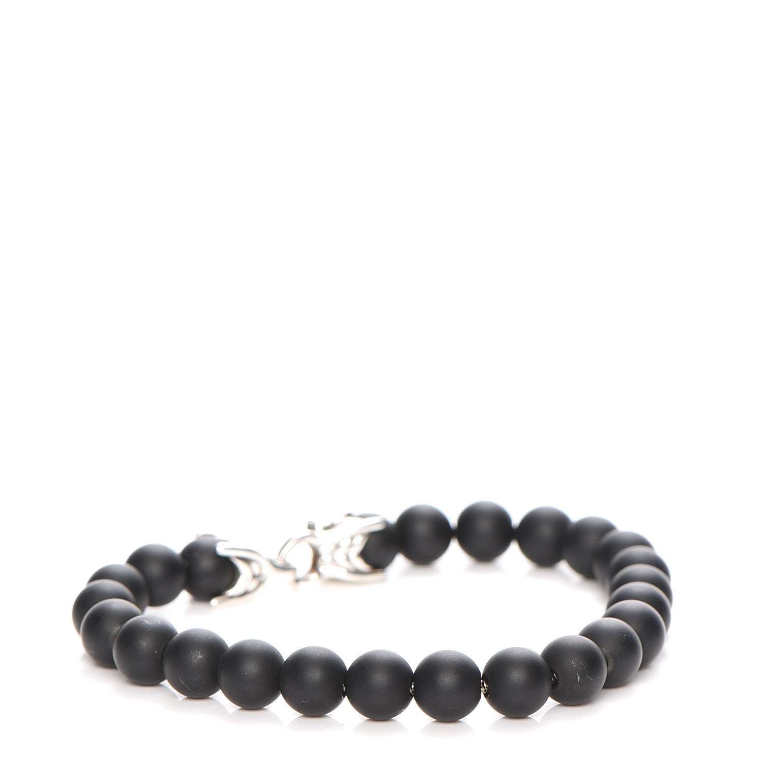 David Yurman Sterling Silver Black Onyx 8mm Spiritual Beads Bracelet 3 of 5