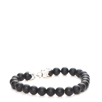 David Yurman Sterling Silver Black Onyx 8mm Spiritual Beads Bracelet 3 of 5