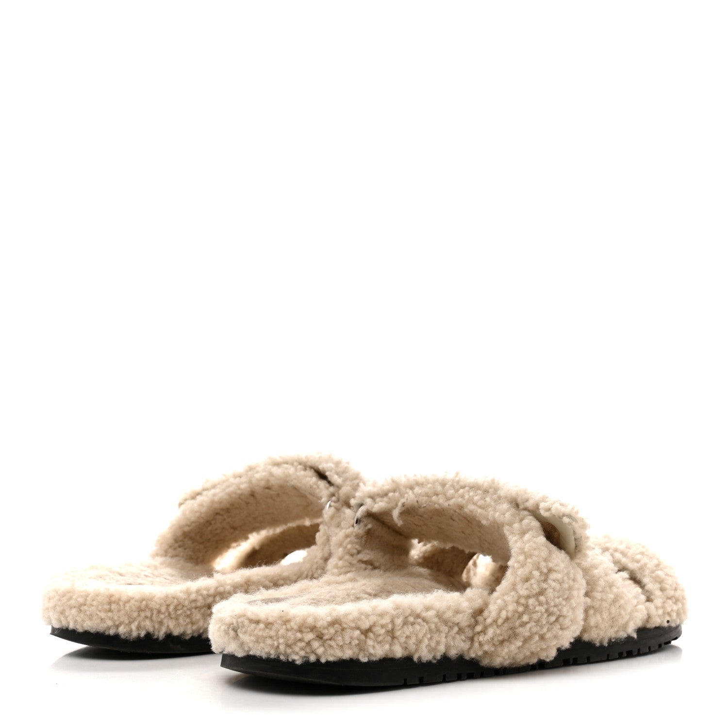 Hermes Woolskin Womens Chypre Sandals 40 Ecru 5 of 9