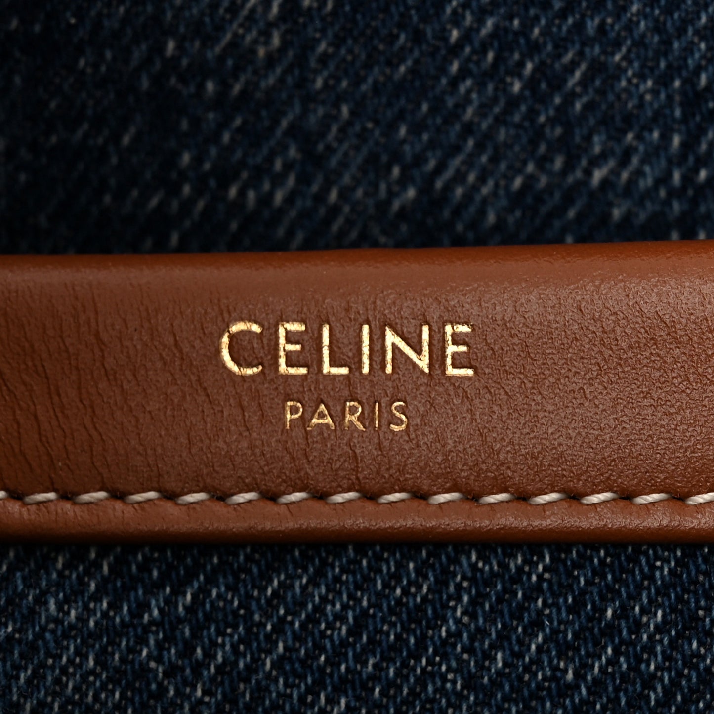 Denim Calfskin Triomphe Print Cabas Blue Tan