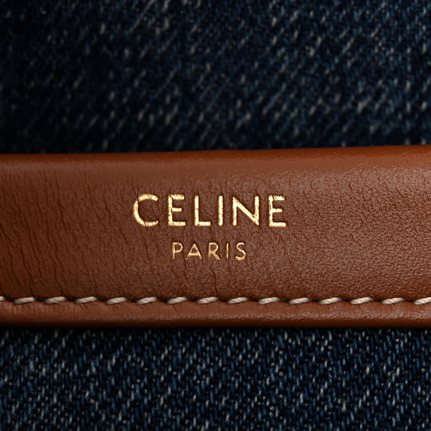 Celine Denim Calfskin Triomphe Print Cabas Blue Tan 6 of 9