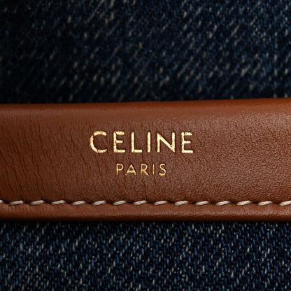 Celine Denim Calfskin Triomphe Print Cabas Blue Tan 6 of 9